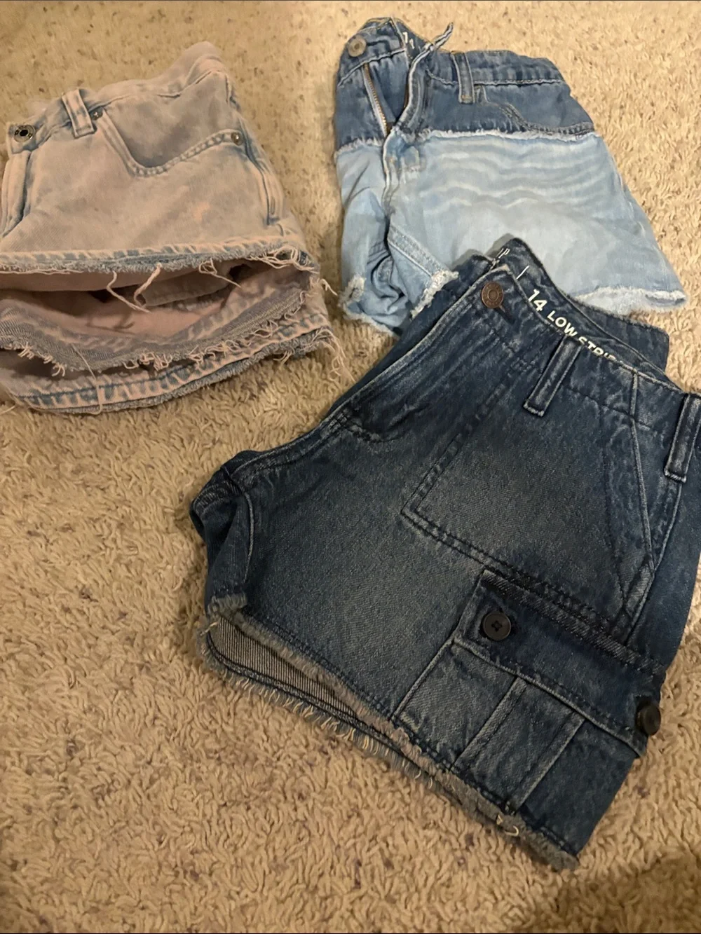 GAP Denim Shorts Set — Dark Blue, Light Blue, Pale Pink Girls 14